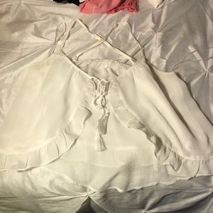 White Cross Back Tank Top