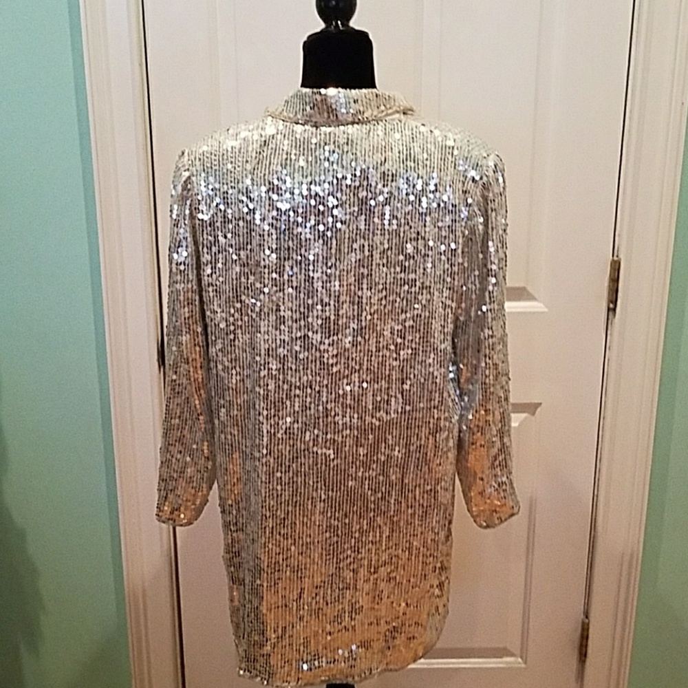 (SOLD)VINTAGE NOS 100% SILK SEQUIN BLAZER - Picture 5 of 7