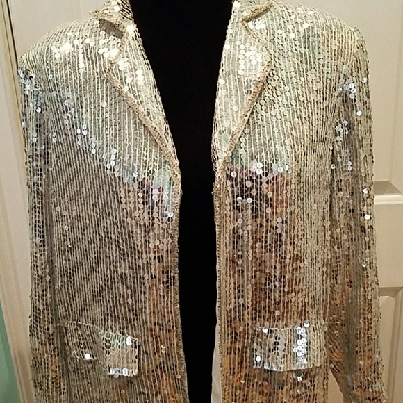 (SOLD)VINTAGE NOS 100% SILK SEQUIN BLAZER - Picture 2 of 7