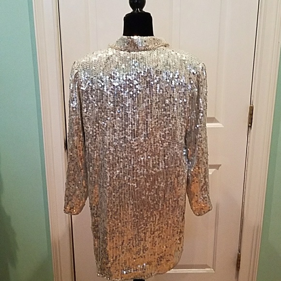 (SOLD)VINTAGE NOS 100% SILK SEQUIN BLAZER - Picture 5 of 7