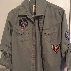 Army green jacket with patches