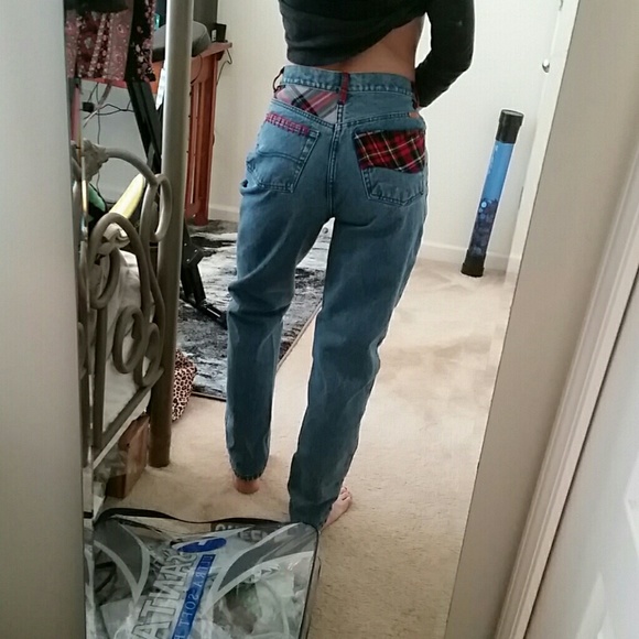 ragged priest Denim - Vintage Plaid Patch Jordache Mom Jeans