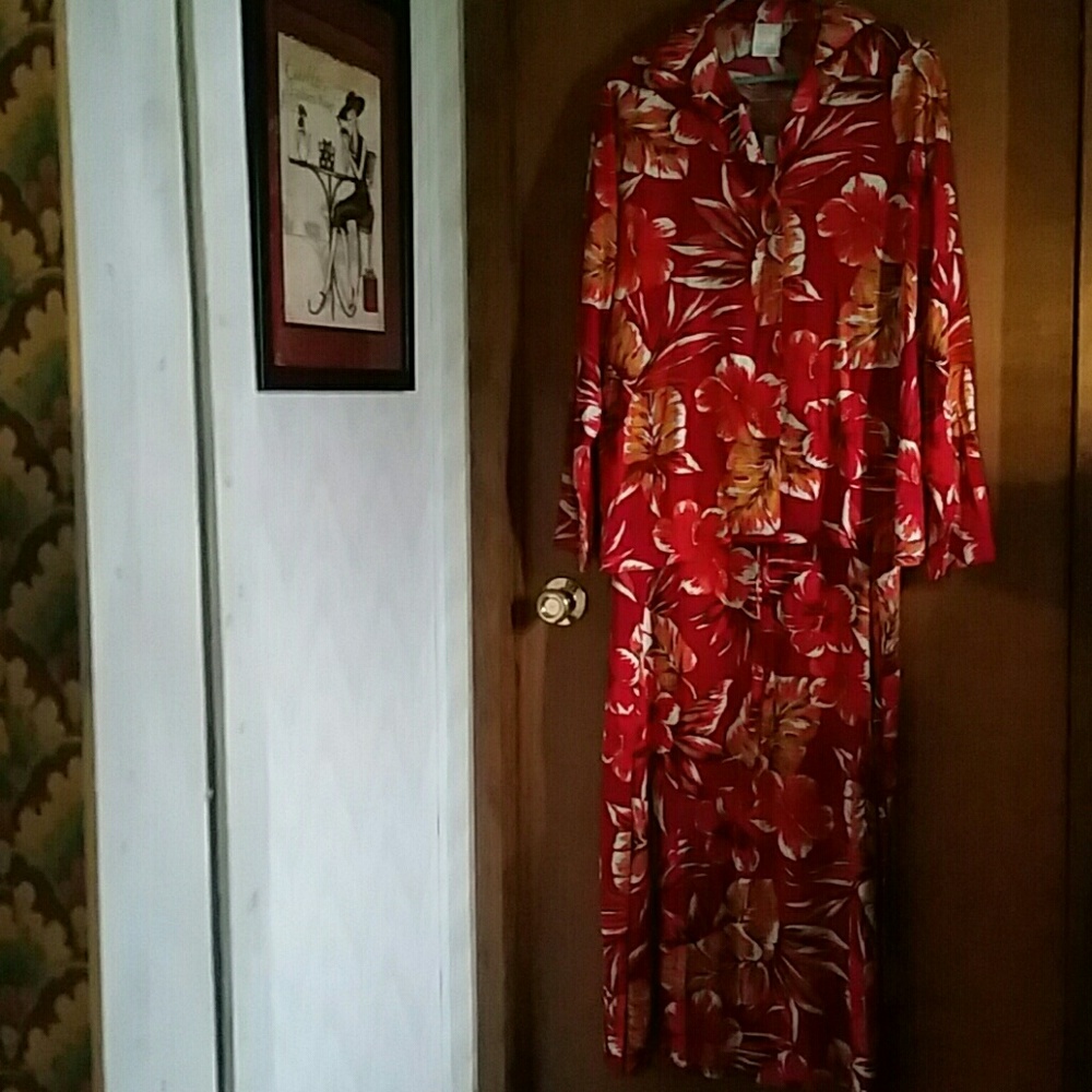 Island Print Maxi Dress With Jacket