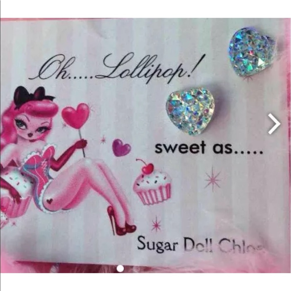 Silver Unicorn glitter heart earrings oh Lollipop