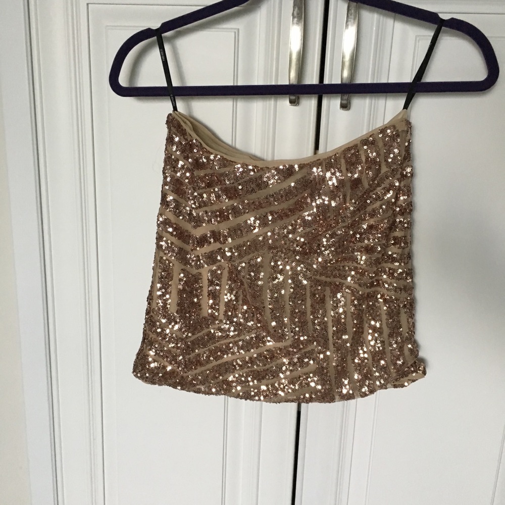 Rose gold sequin skirt