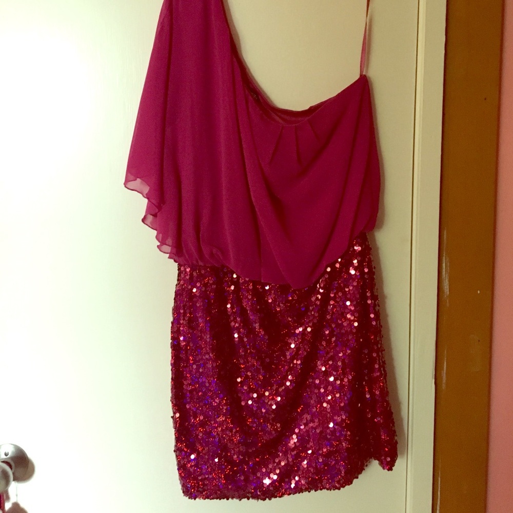 Magenta Sequined Formal Dress