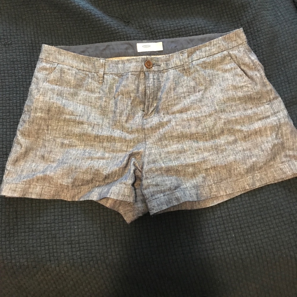 Linen denim shorts