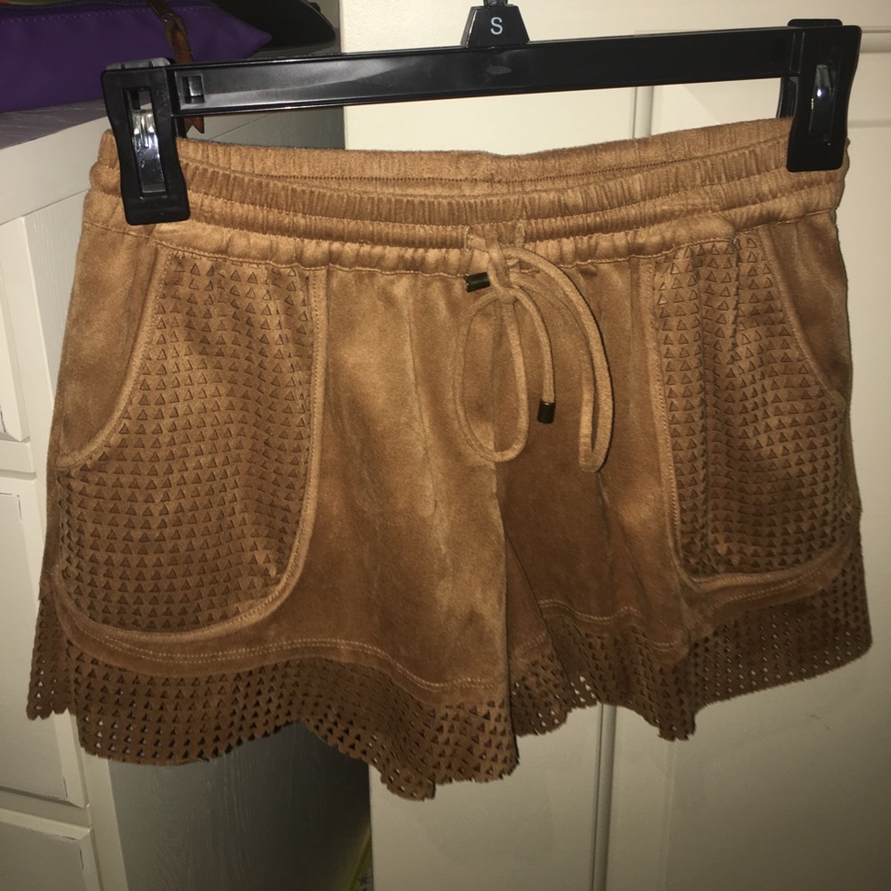 Brown suede shorts