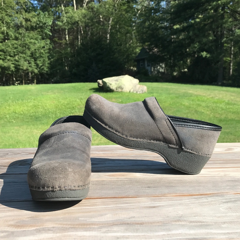 Distressed Suede Dansko Clogs