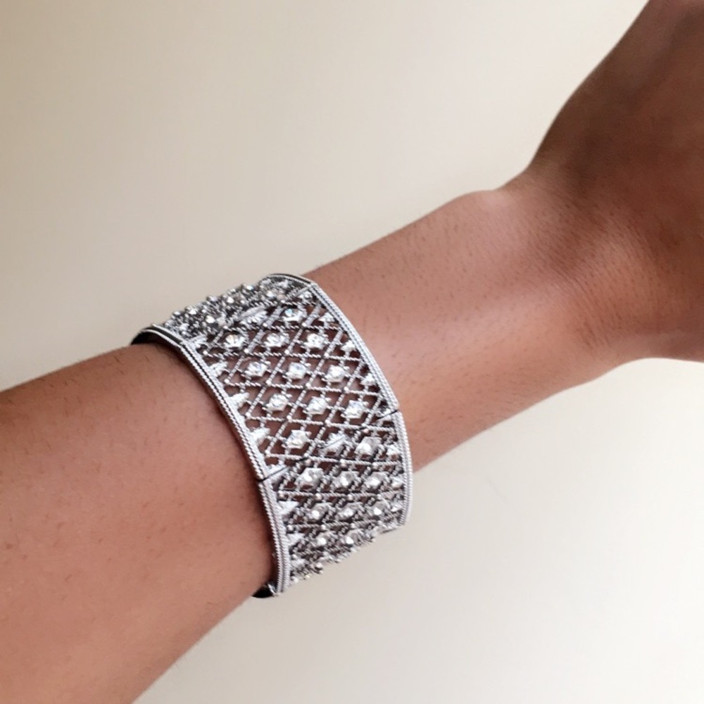 Silver jeweled bracelet