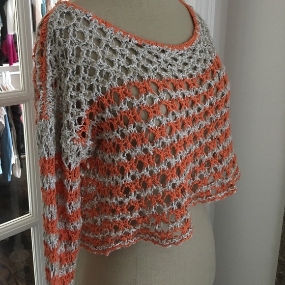 Free People orange pop crop top sweater - Picture 4 of 4