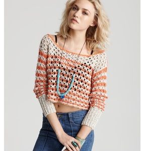 Free People orange pop crop top sweater