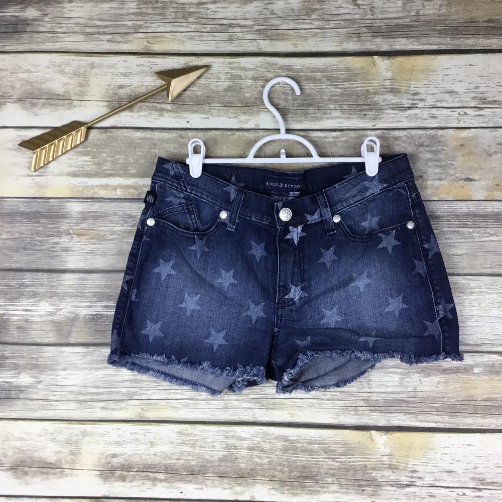 Rock & Republic Lolita Stars Frayed Jean Shorts 10