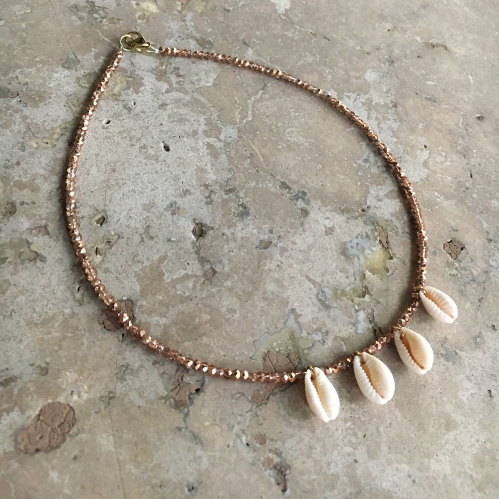 bronze cowrie shell choker necklace!!