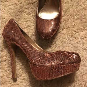 Rose gold sequin heels