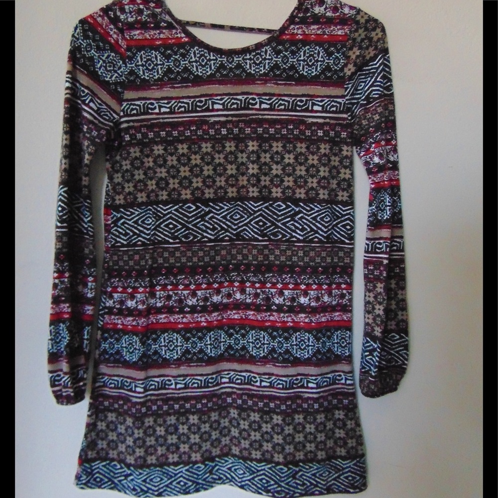 Multi printed long sleeve dress