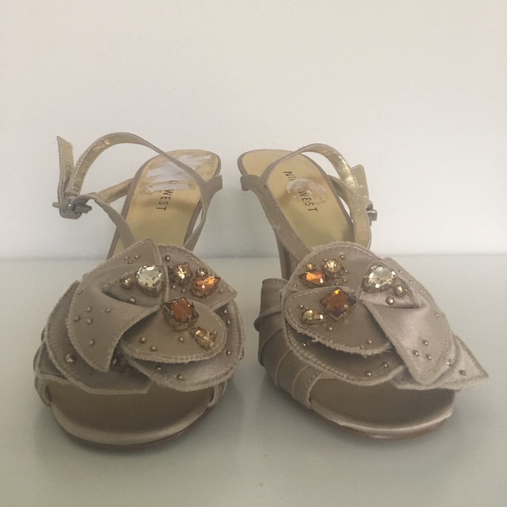 Nine West Gold Satin Heels