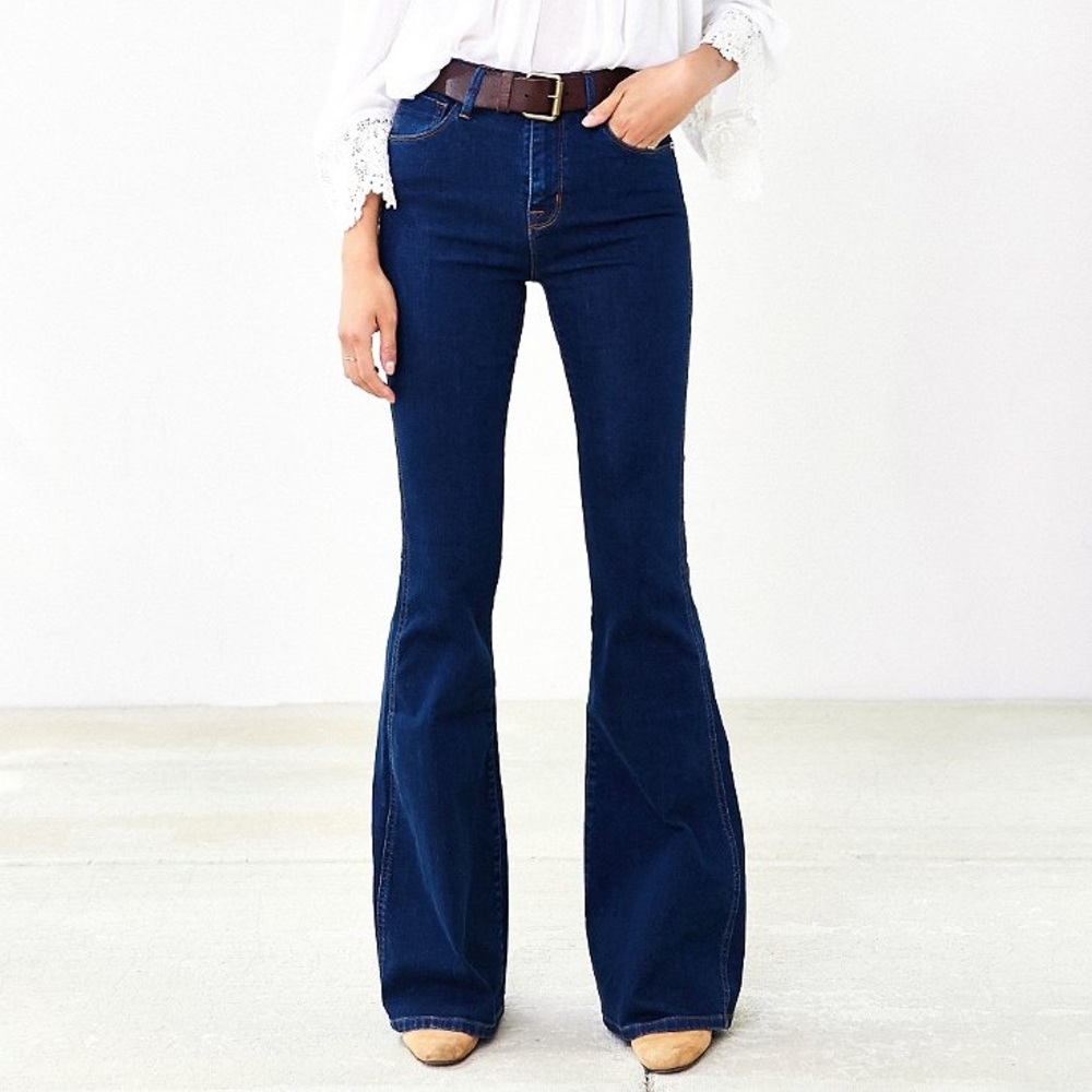 High waisted bell bottom jeans
