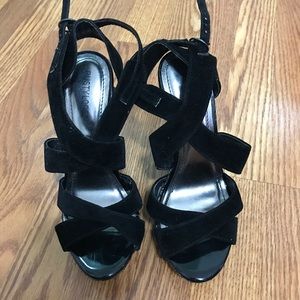 Black shiny glittered heels