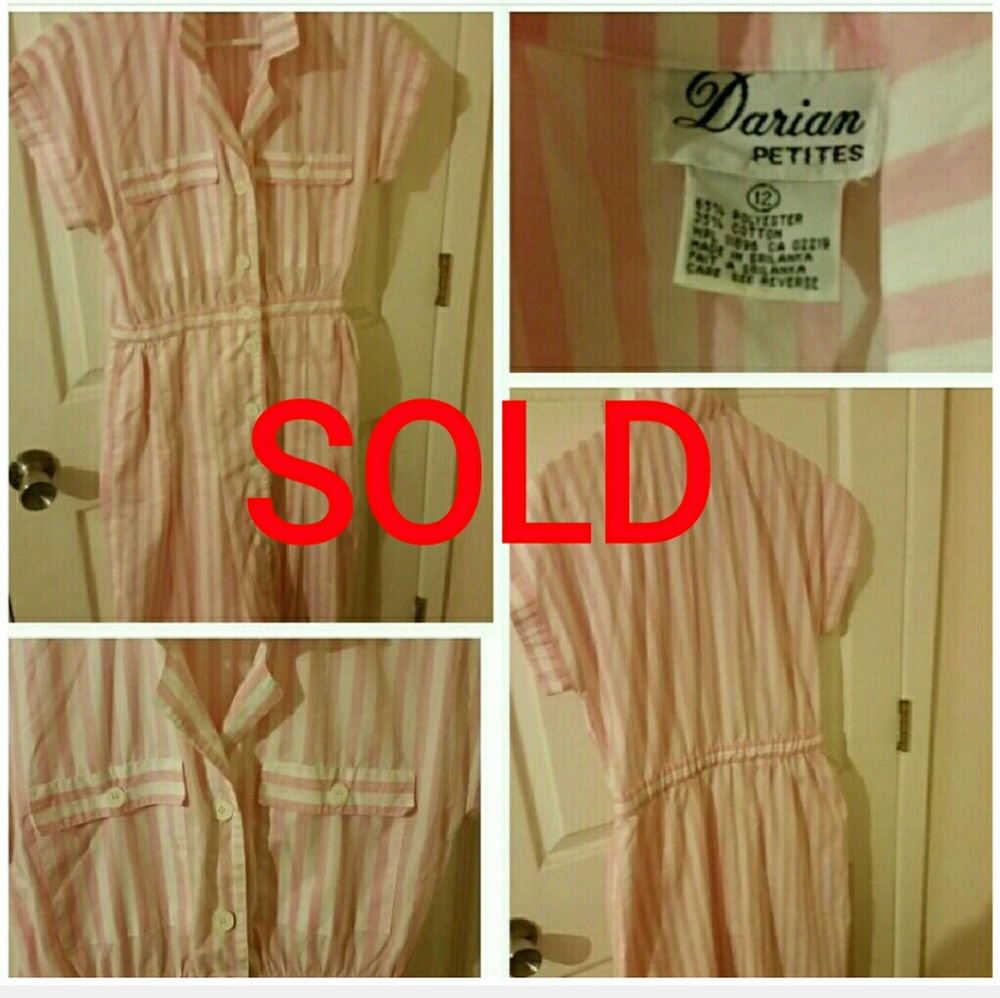Vintage Striped Dress w Pockets