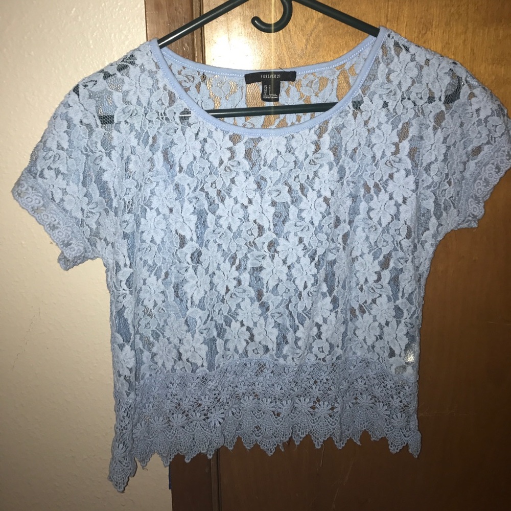 F21 baby blue lacy top