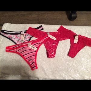 Victoria's Secret Thongs Lot Of 4 Size S/XS NWT