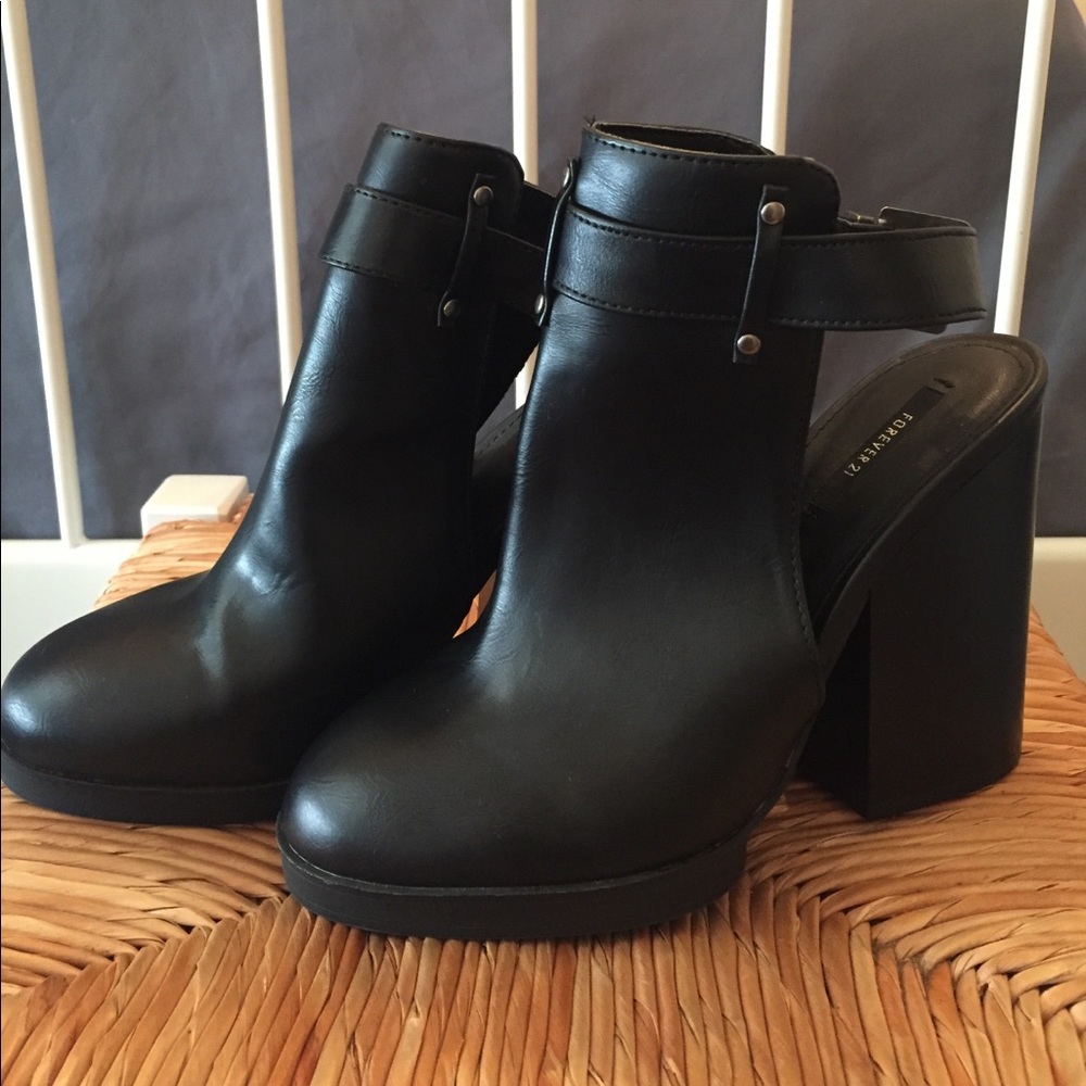 Forever 21 platform mules heels ankle booties