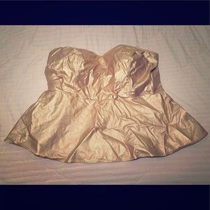 NWOT Faux Leather Strapless Peplum Top