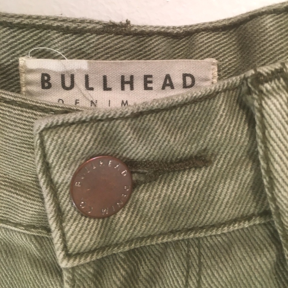 Olive Green High Waisted Distressed Shorts