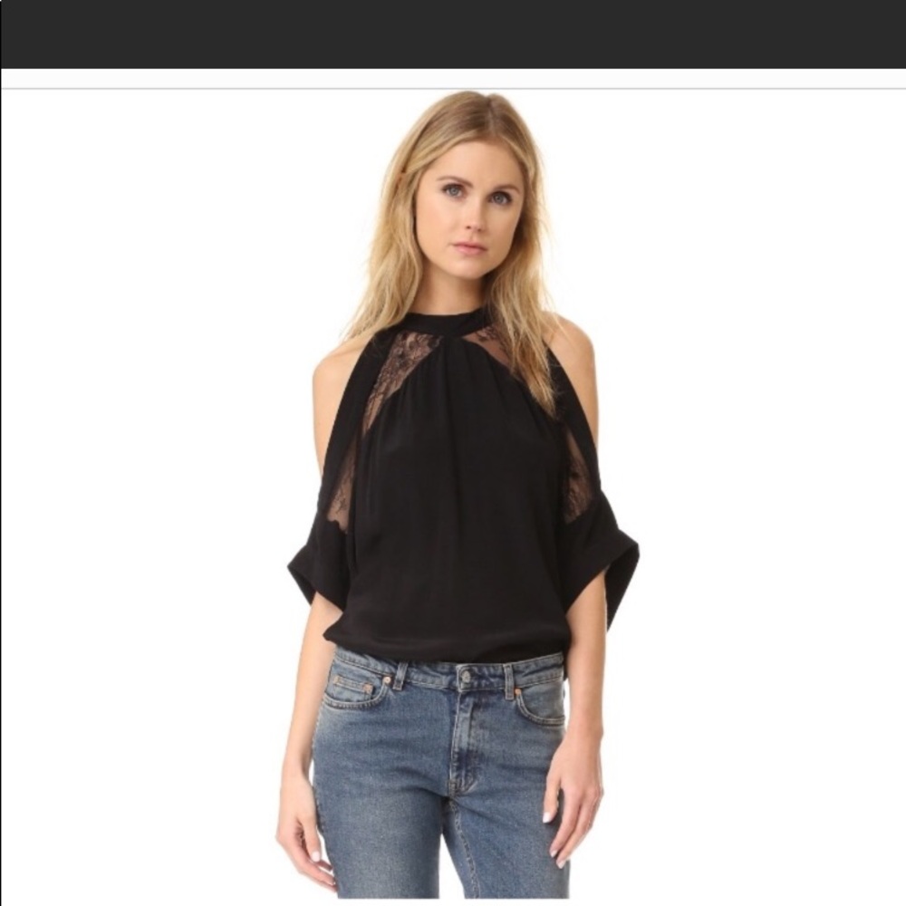 Iro black lace off shoulder top