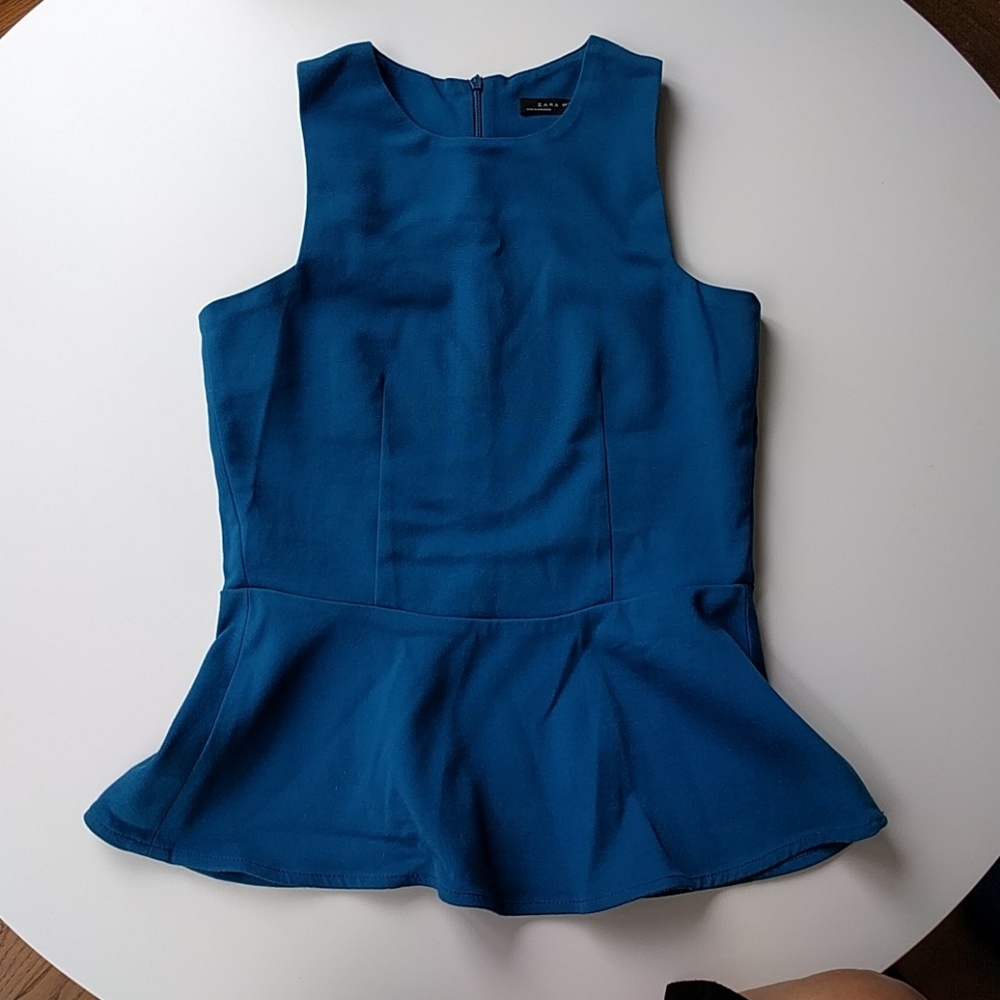 Zara Blue Sleeveless Peplum Top Size XS