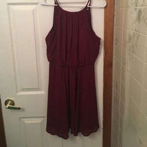 Francesca's Burgundy High Neck Dress