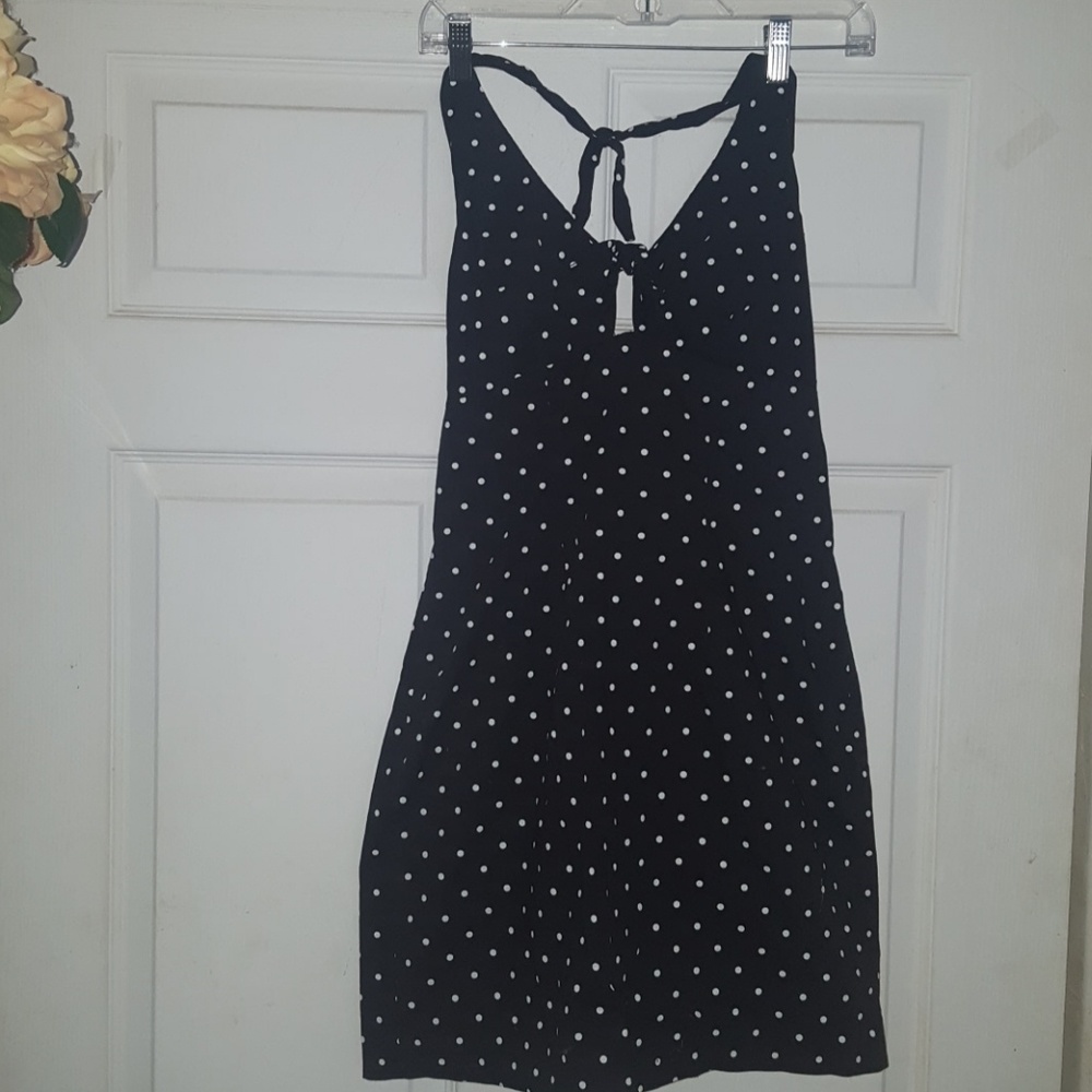 Cute black and white polka dot mini dress