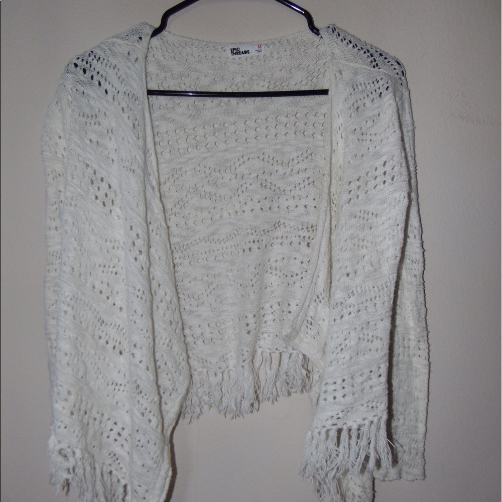 White knitted cardigan