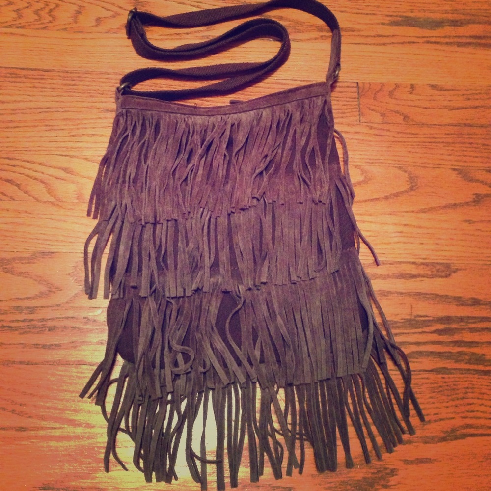 Brown fringe bag.