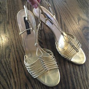 Claudia Ciuti Gold Metallic open toe heals
