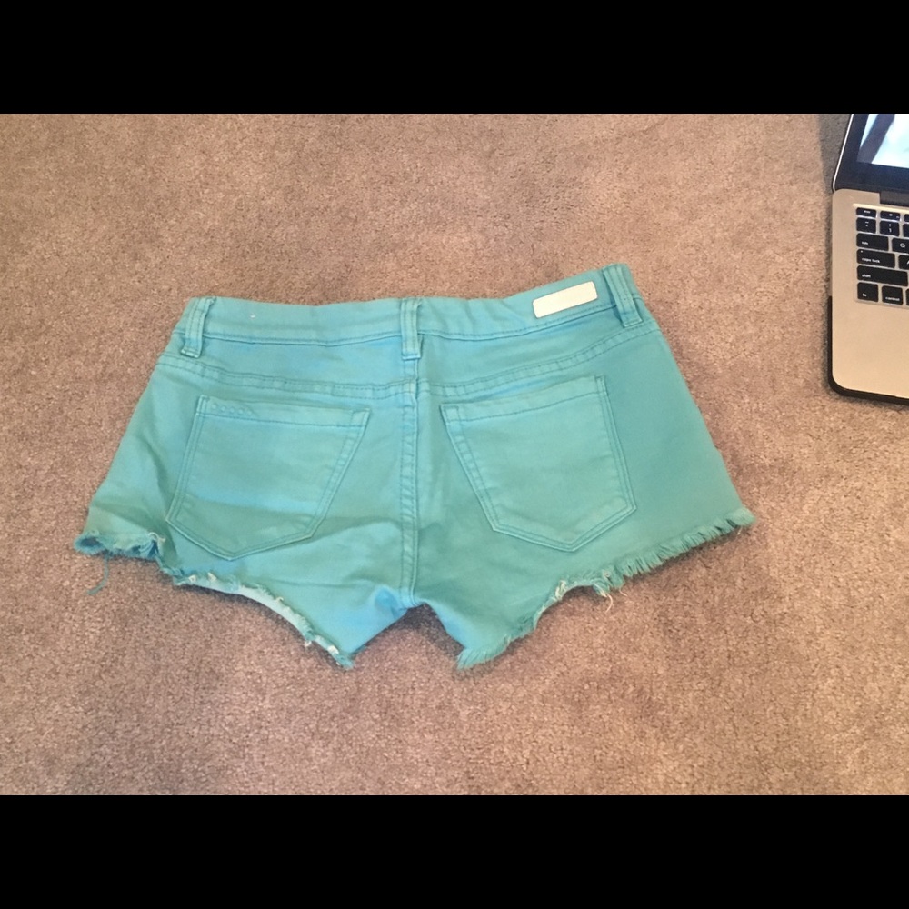 blank aqua blue jean shorts