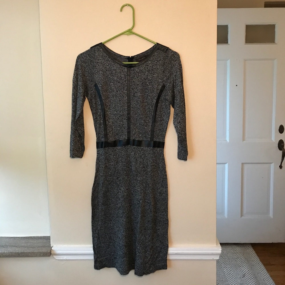The Limited Thin-Knit Dress with Leather Detailing