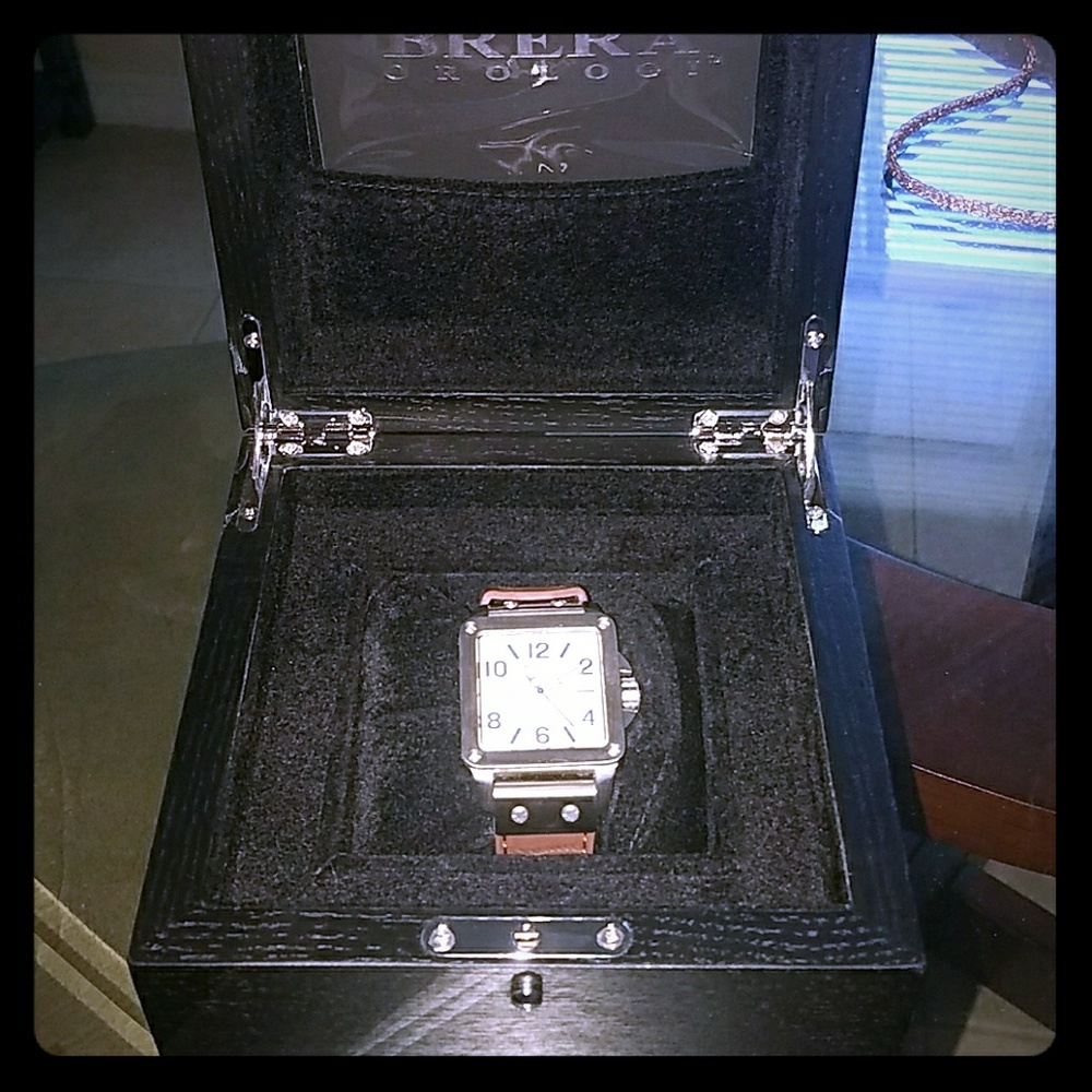 BRERA Watch brown strap with pearl white face