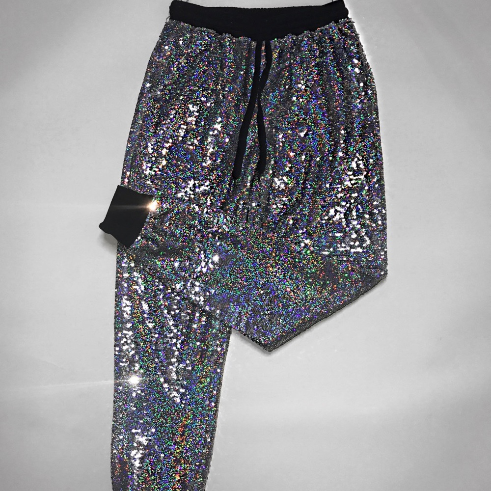 sequence glitter unicorn pants