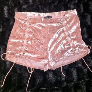 DOLLS KILL Princess Velvet Crushin' Lace Up Shorts