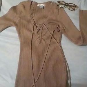 Tie up Ribbed sweater