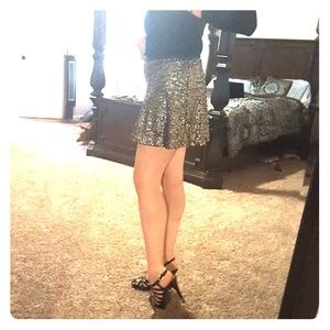 NWT Express Gold Sequin Mini Skirt