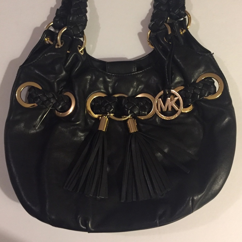 MICHAEL Michael Kors Black Leather Grommet Bag