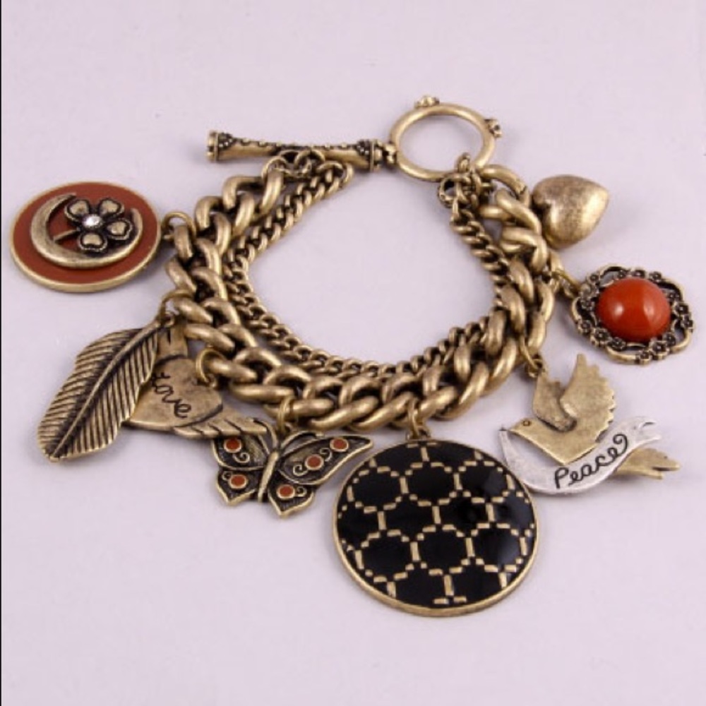 Peace & Butterfly Charm Bracelet