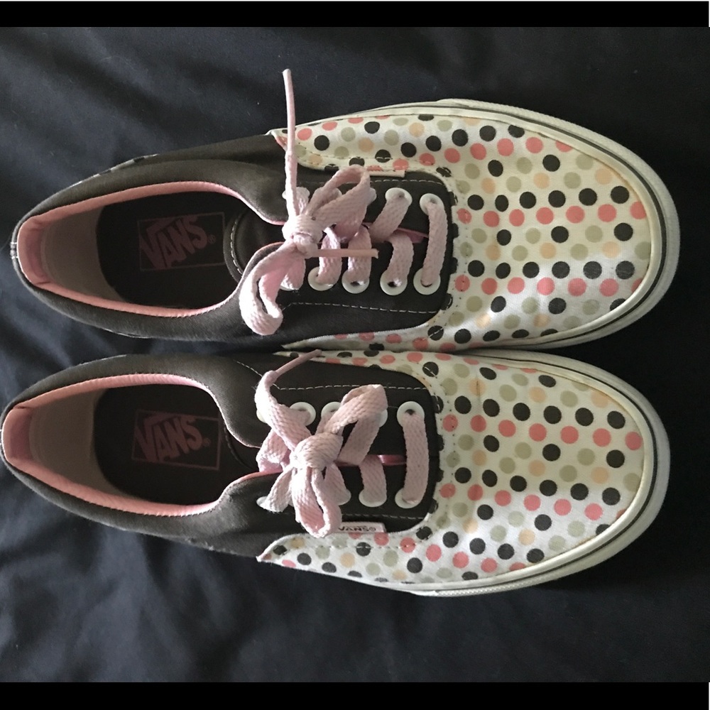 Brown and Pink Polka Dot Vans size 8