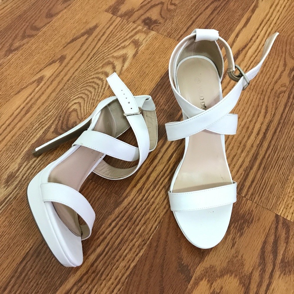 White open toed strapped high heels