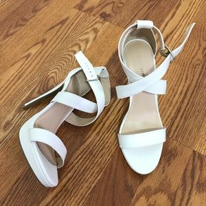 White open toed strapped high heels