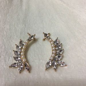Diamond and pearl ear cuffs