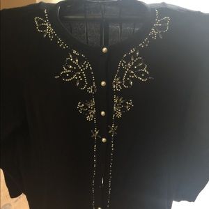 LANE BRYANT CARDIGAN BLACK WITH PEARLS